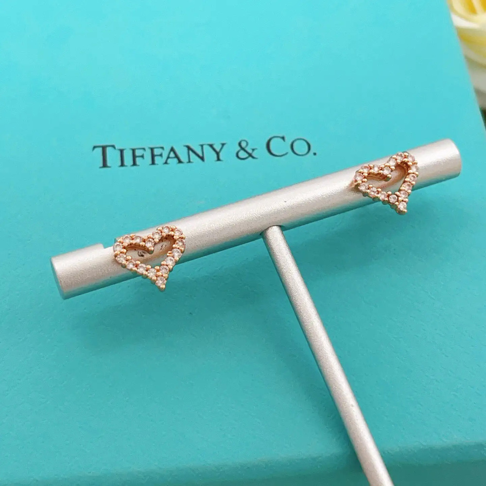 Tiffany & Co. Rose Gold Full Diamond Openwork Heart Earrings